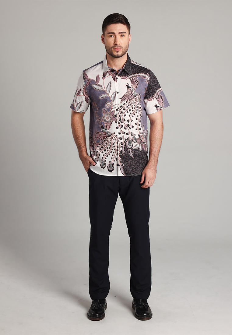 MOC - Kemeja Batik Pria Lengan Pendek Batur - Brown