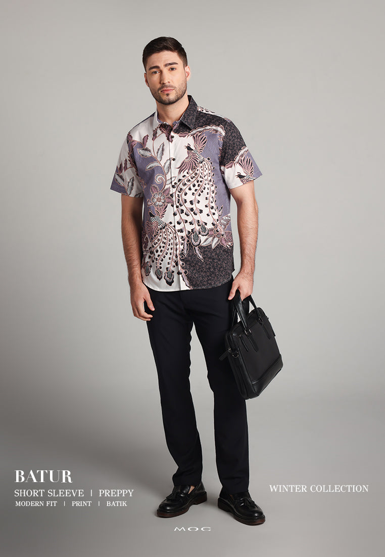 MOC - Kemeja Batik Pria Lengan Pendek Batur - Brown