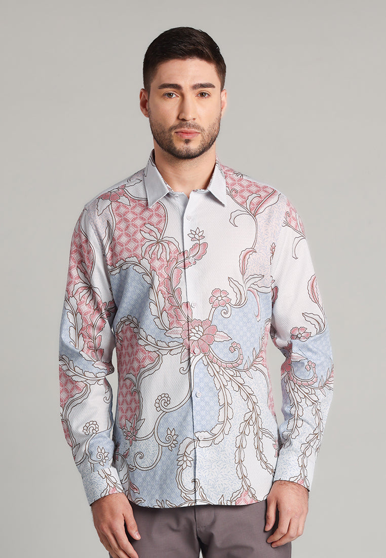 MOC - Kemeja Batik Pria Lengan Panjang Pramudya - Beige