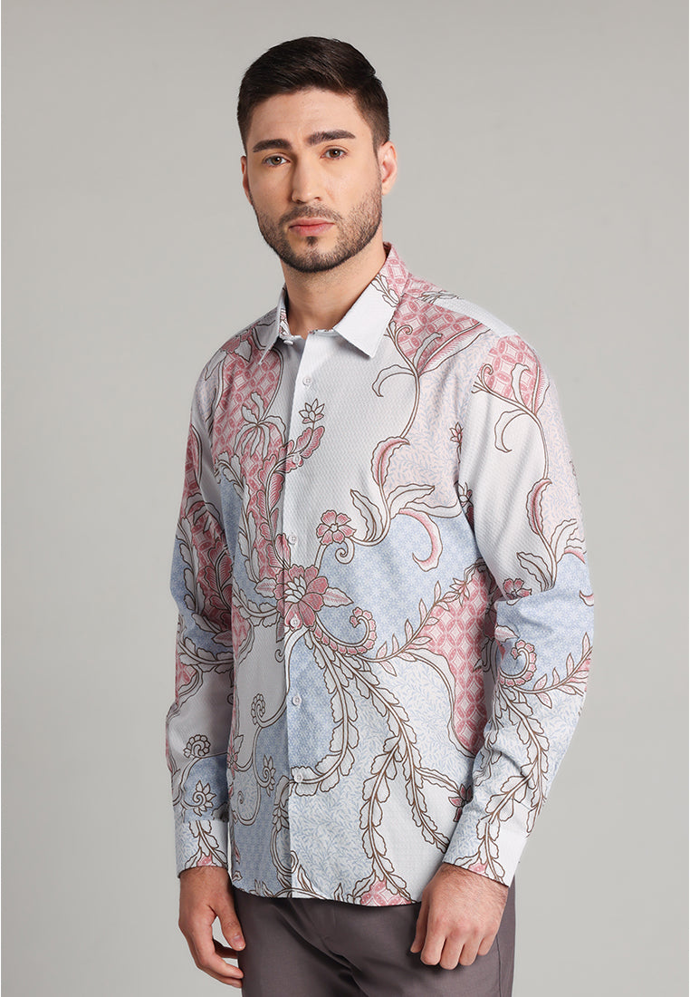 MOC - Kemeja Batik Pria Lengan Panjang Pramudya - Beige