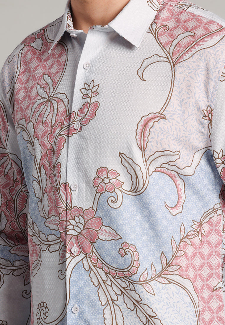 MOC - Kemeja Batik Pria Lengan Panjang Pramudya - Beige