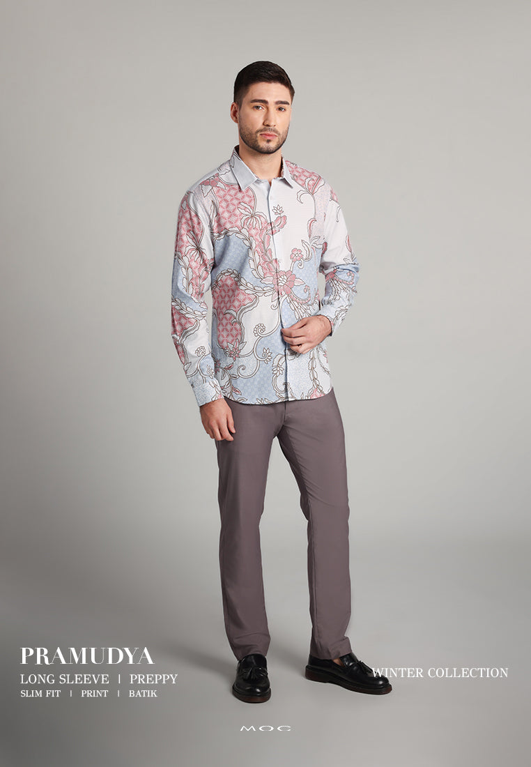 MOC - Kemeja Batik Pria Lengan Panjang Pramudya - Beige