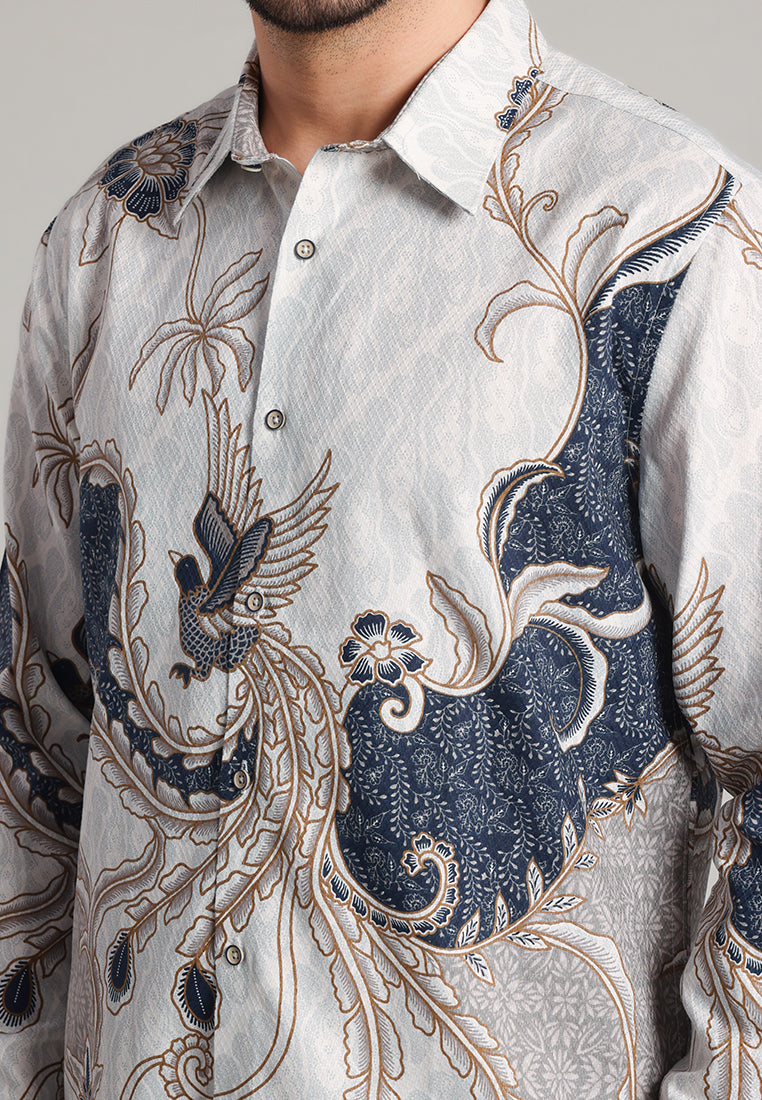MOC - Kemeja Batik Pria Lengan Panjang Senopati - Beige