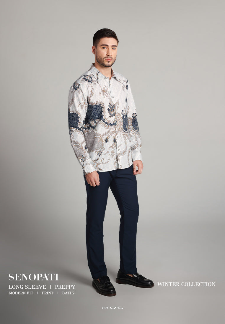 MOC - Kemeja Batik Pria Lengan Panjang Senopati - Beige