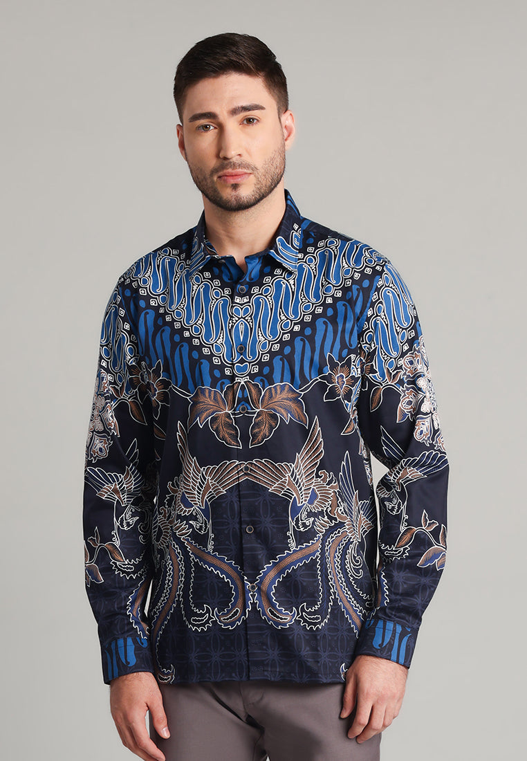 MOC - Kemeja Batik Pria Lengan Panjang Walingga - Navy