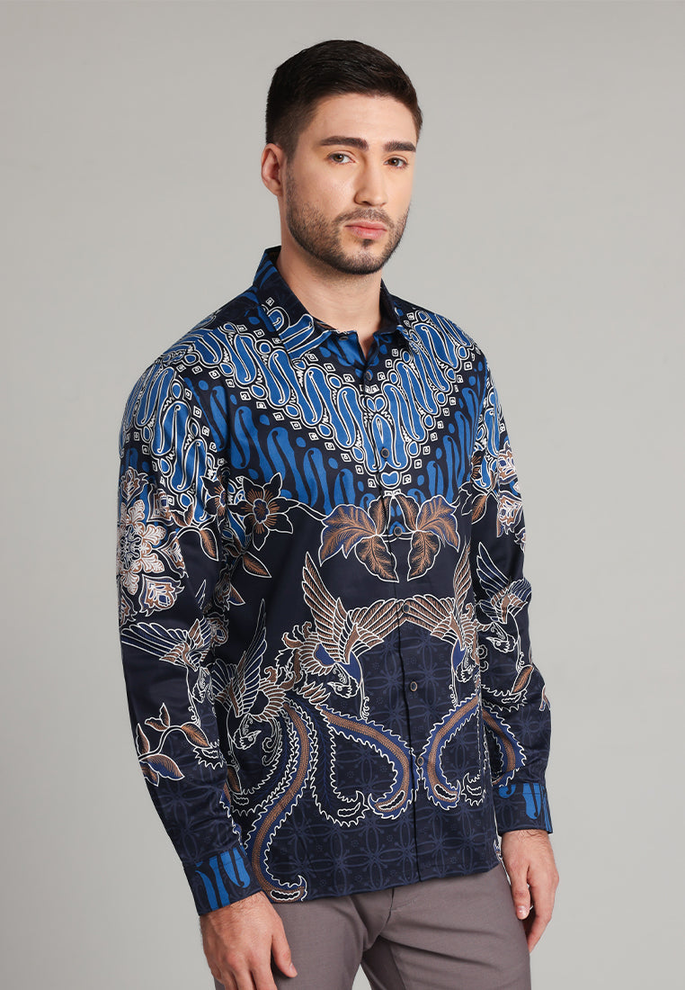 MOC - Kemeja Batik Pria Lengan Panjang Walingga - Navy