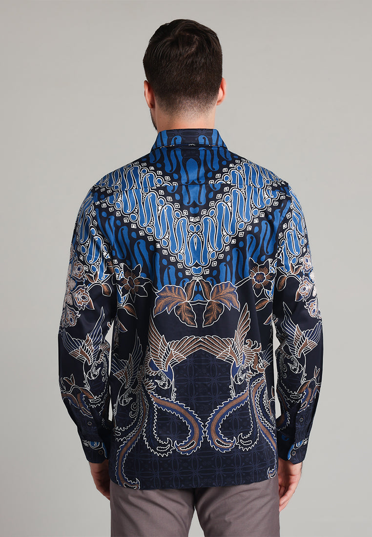 MOC - Kemeja Batik Pria Lengan Panjang Walingga - Navy