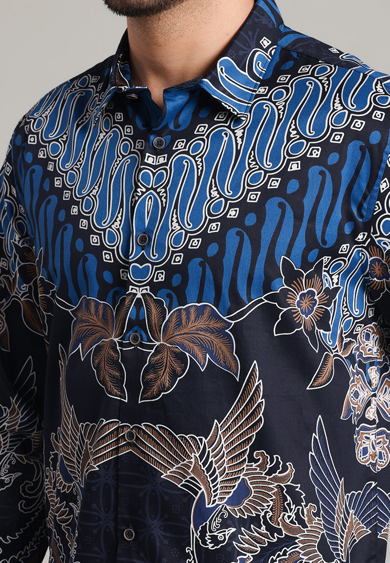 MOC - Kemeja Batik Pria Lengan Panjang Walingga - Navy