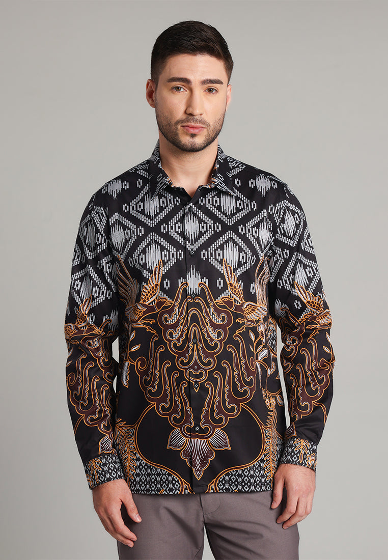 MOC - Kemeja Batik Pria Lengan Panjang Pradipta - Black