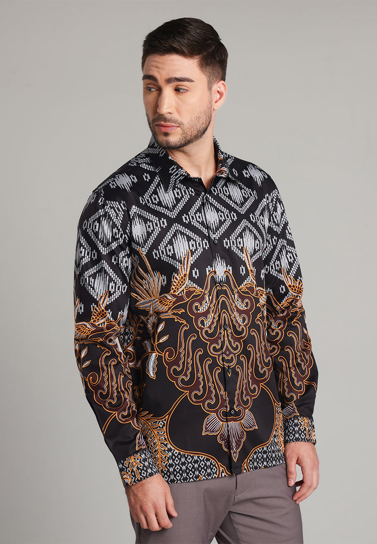 MOC - Kemeja Batik Pria Lengan Panjang Pradipta - Black