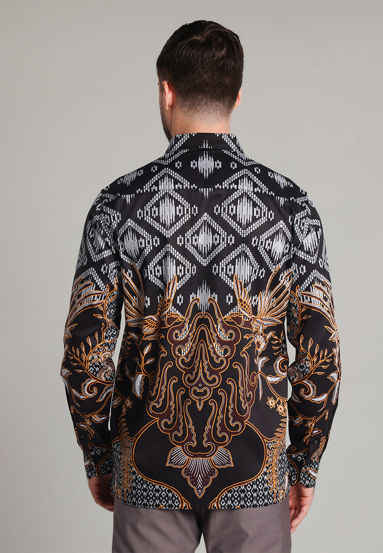 MOC - Kemeja Batik Pria Lengan Panjang Pradipta - Black