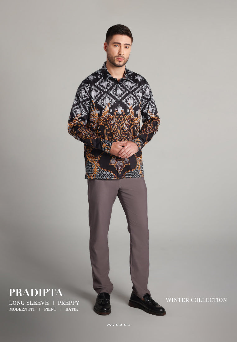 MOC - Kemeja Batik Pria Lengan Panjang Pradipta - Black