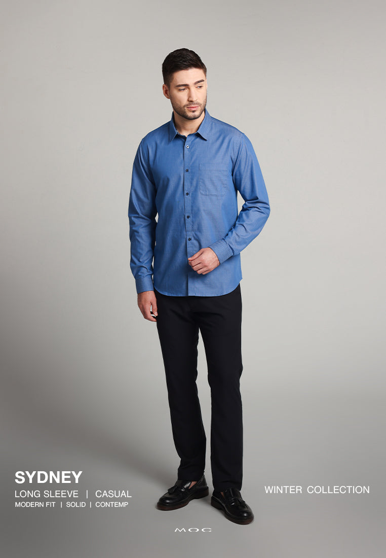 MOC Kemeja Lengan Panjang Pria Sydney - Light Blue