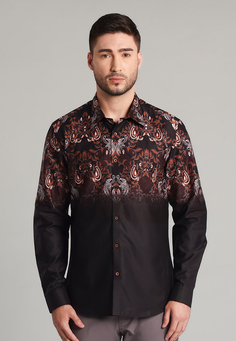 MOC - Kemeja Batik Pria Lengan Panjang Adhinata - Black