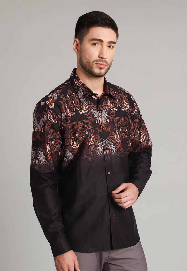 MOC - Kemeja Batik Pria Lengan Panjang Adhinata - Black