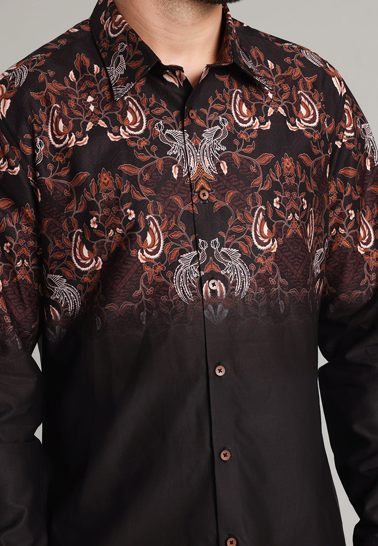 MOC - Kemeja Batik Pria Lengan Panjang Adhinata - Black