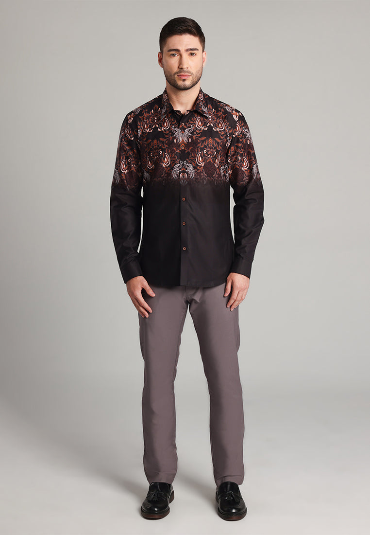 MOC - Kemeja Batik Pria Lengan Panjang Adhinata - Black