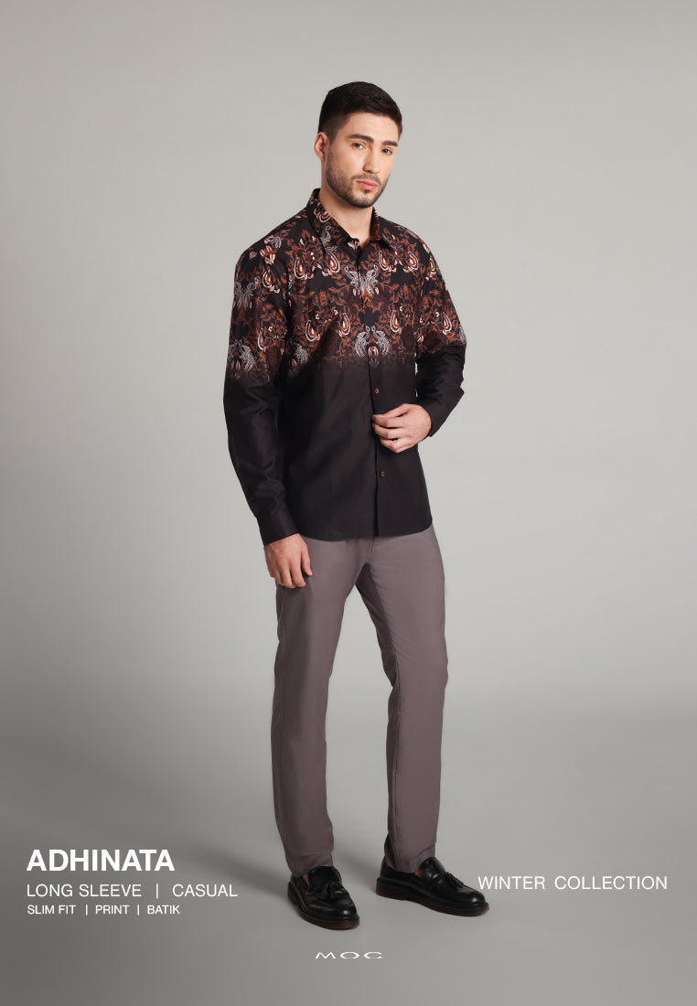 MOC - Kemeja Batik Pria Lengan Panjang Adhinata - Black