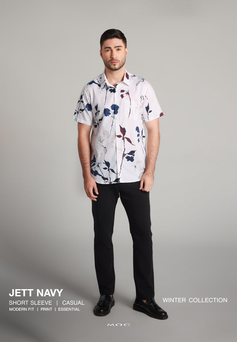 MOC - Kemeja Motif Lengan Pendek Pria Jett - Navy