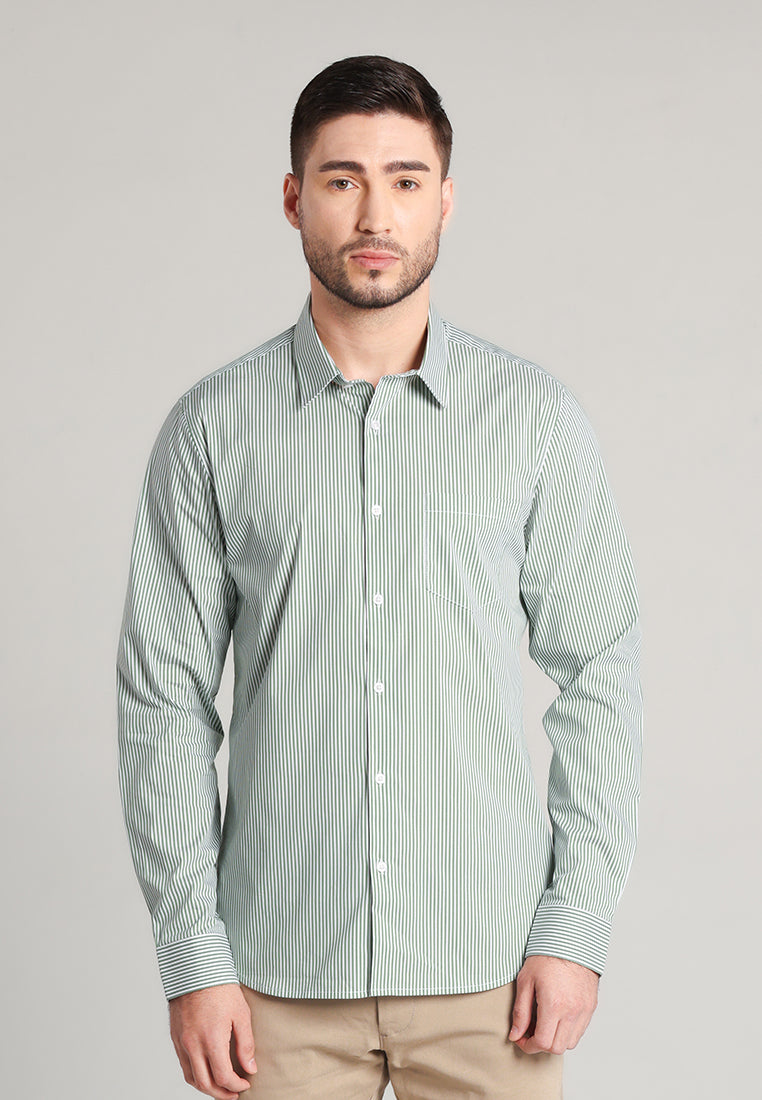 MOC Kemeja Lengan Panjang Stripes Pria Myles - Teal