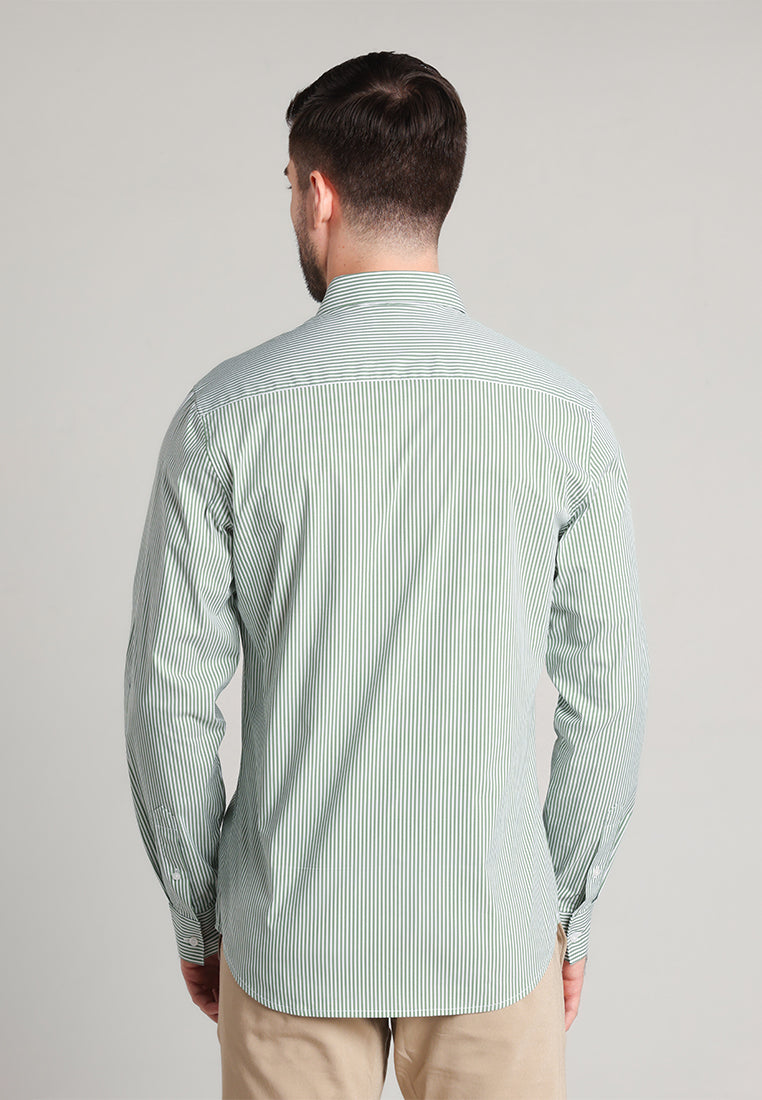 MOC Kemeja Lengan Panjang Stripes Pria Myles - Teal