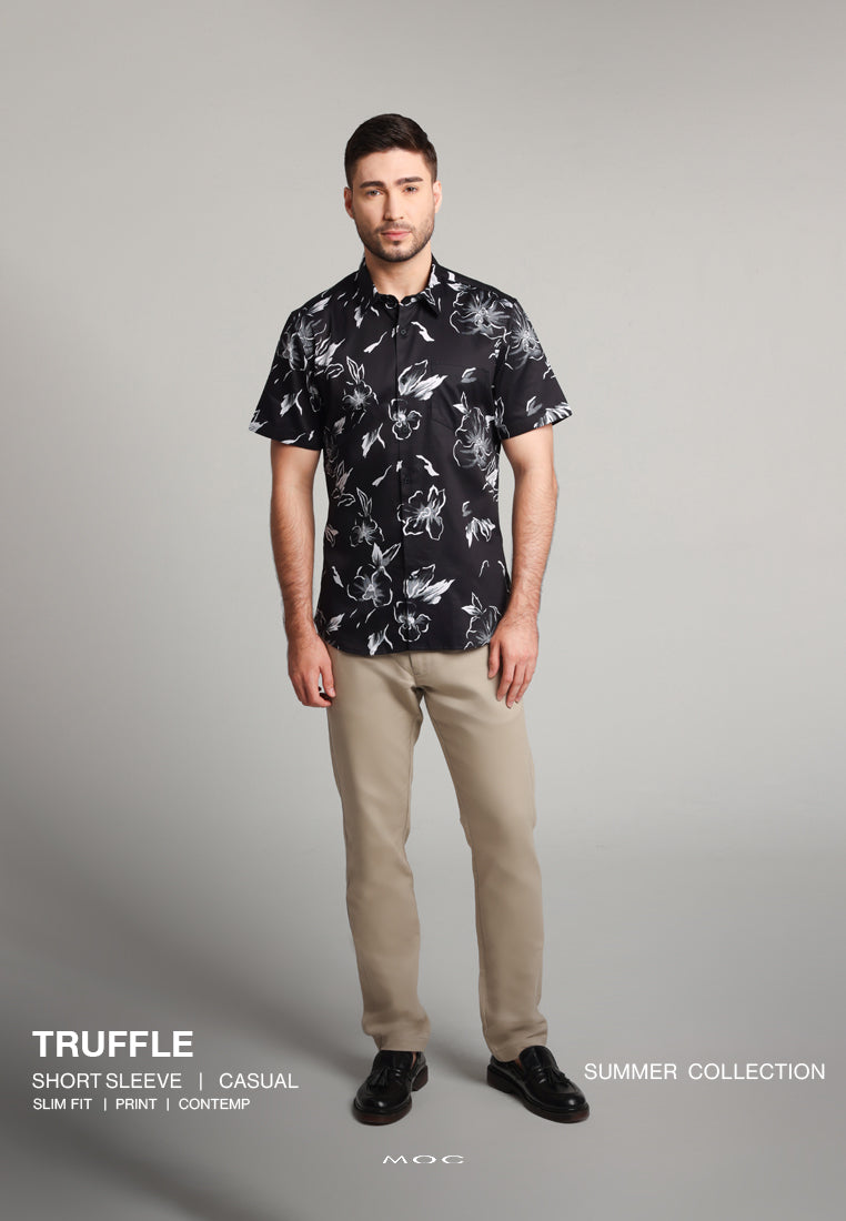 MOC Kemeja Motif Pria Lengan Pendek Truffle - Black