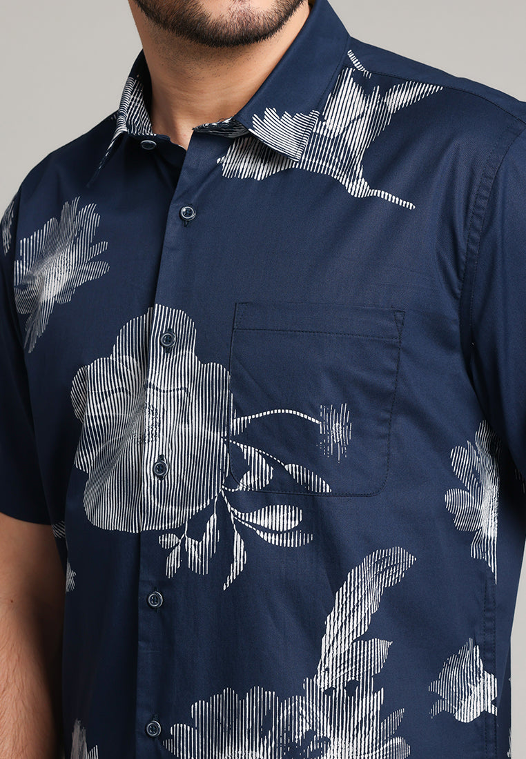 MOC - Kemeja Motif Lengan Pendek Pria Toronto - Navy