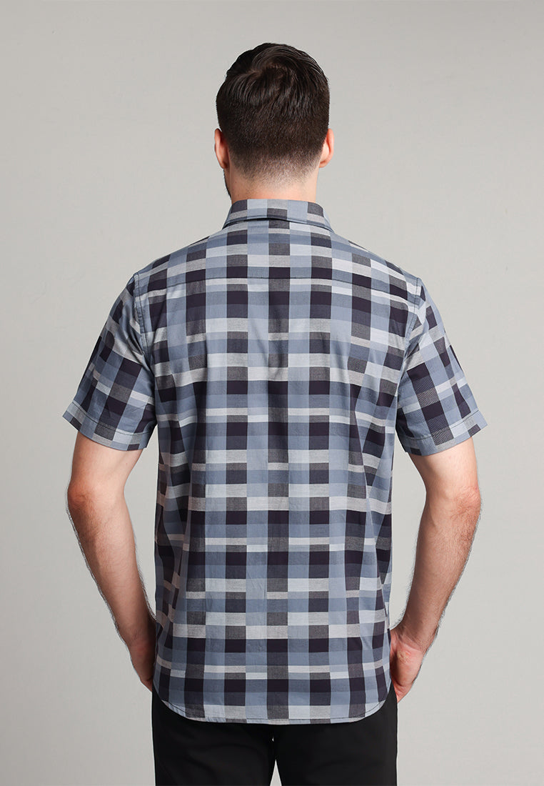 MOC Kemeja Motif Lengan Pendek Pria Kaviar - Grey