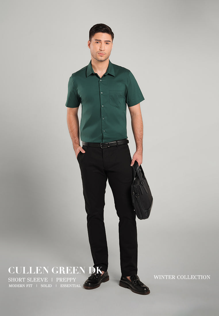 MOC Kemeja Lengan Pendek Cullen -  Dark Green