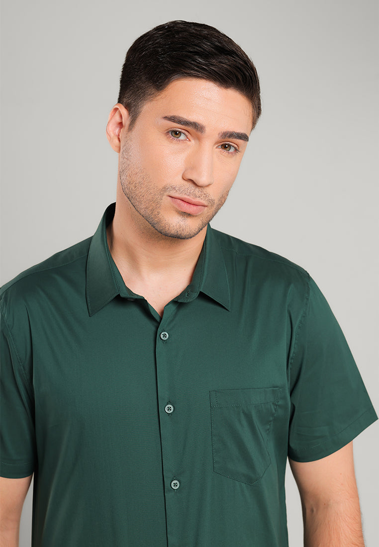MOC Kemeja Lengan Pendek Cullen -  Dark Green
