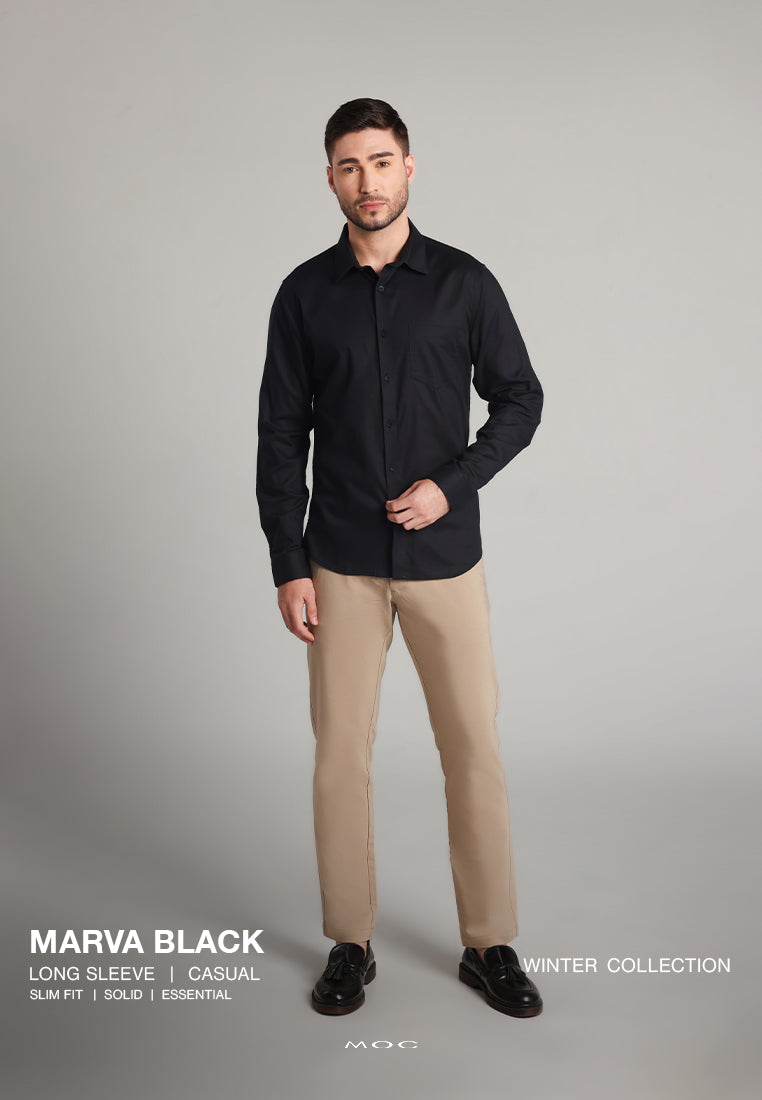 MOC Kemeja Lengan Panjang Pria Marva - Black