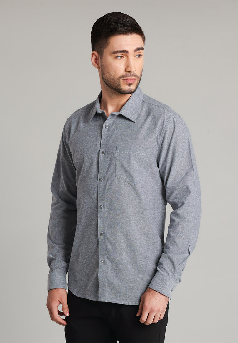 MOC Kemeja Lengan Panjang Pria Marva - Grey