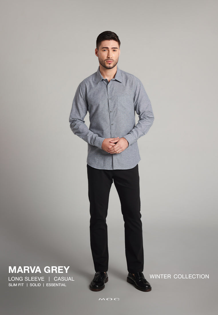 MOC Kemeja Lengan Panjang Pria Marva - Grey