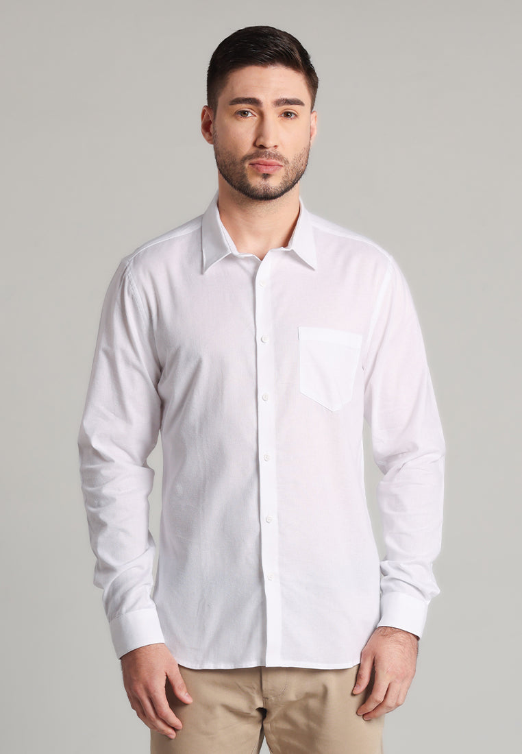 MOC Kemeja Lengan Panjang Pria Marva - White
