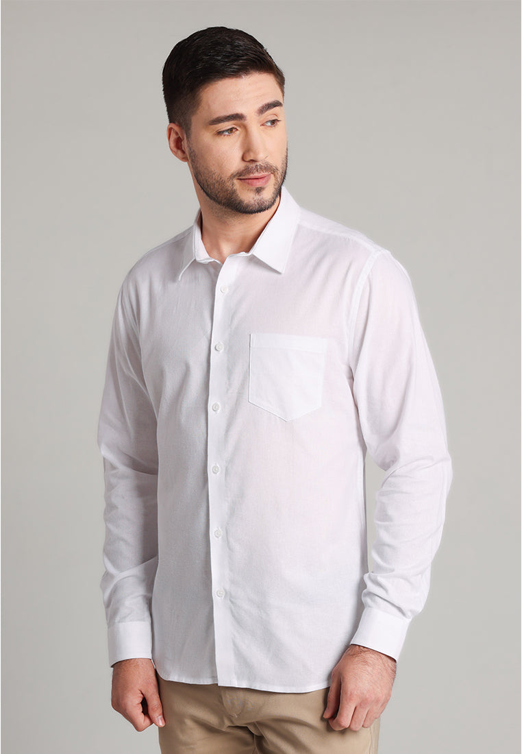 MOC Kemeja Lengan Panjang Pria Marva - White