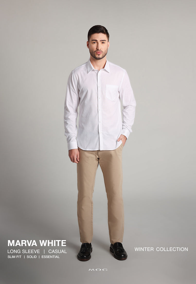MOC Kemeja Lengan Panjang Pria Marva - White