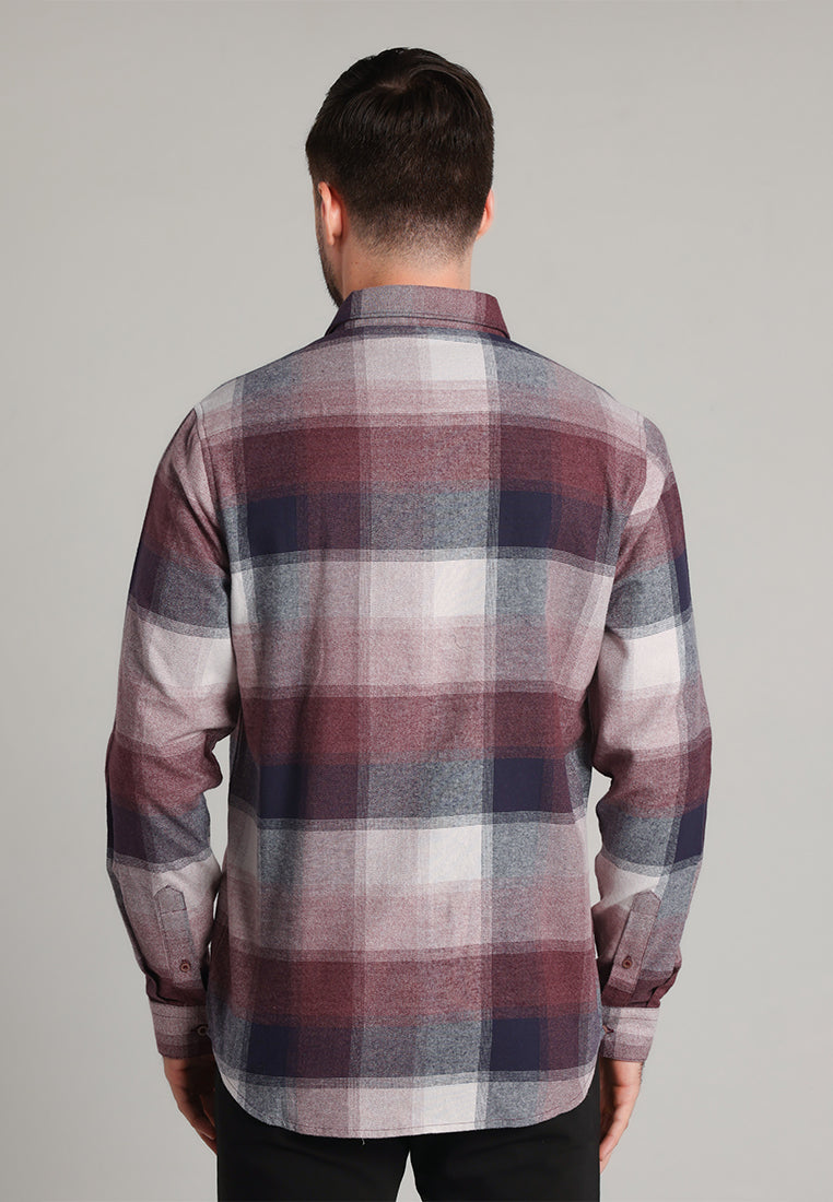 MOC Kemeja Lengan Panjang Pria Ned - Maroon