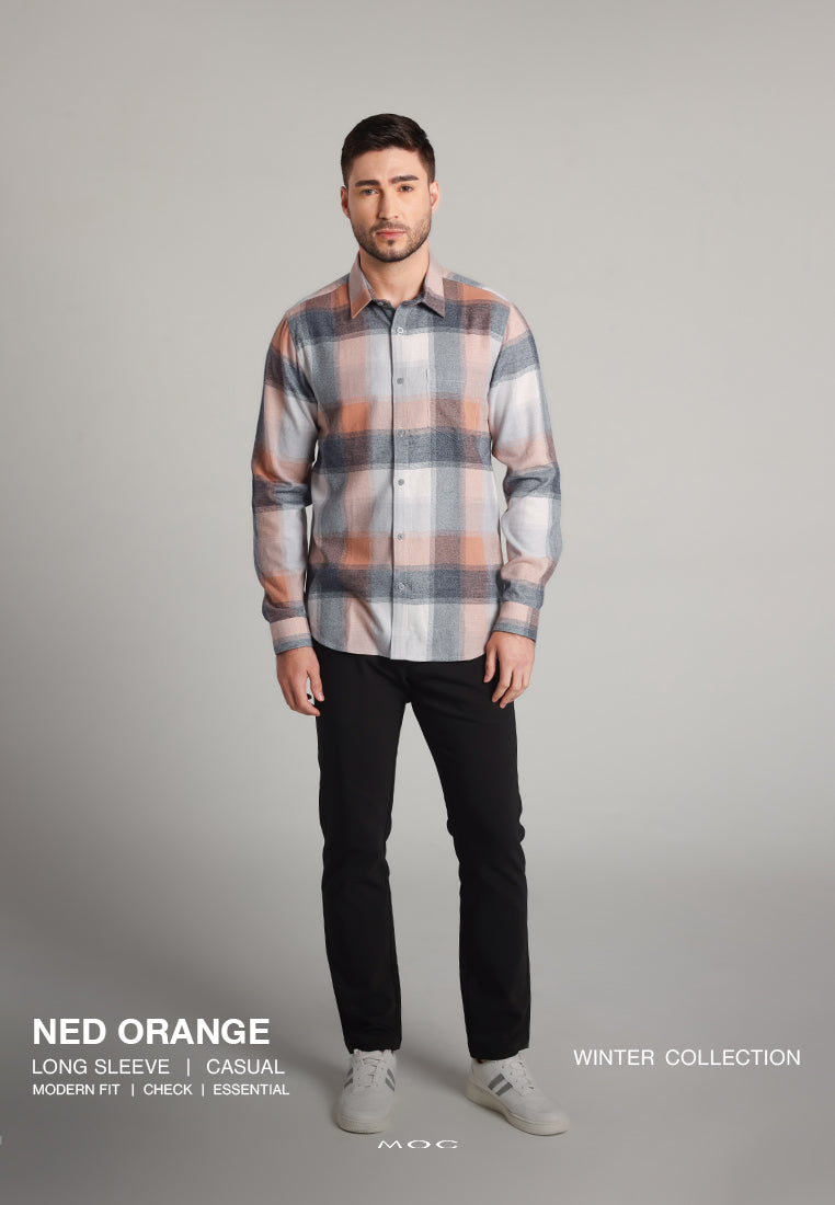 MOC Kemeja Lengan Panjang Pria Ned - Orange