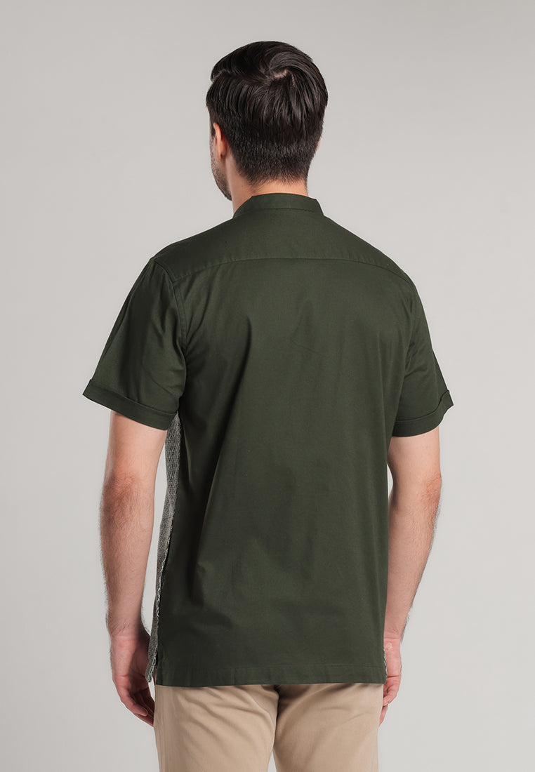 MOC - Kemeja Shanghai Lengan Pendek Pria Burga - Olive