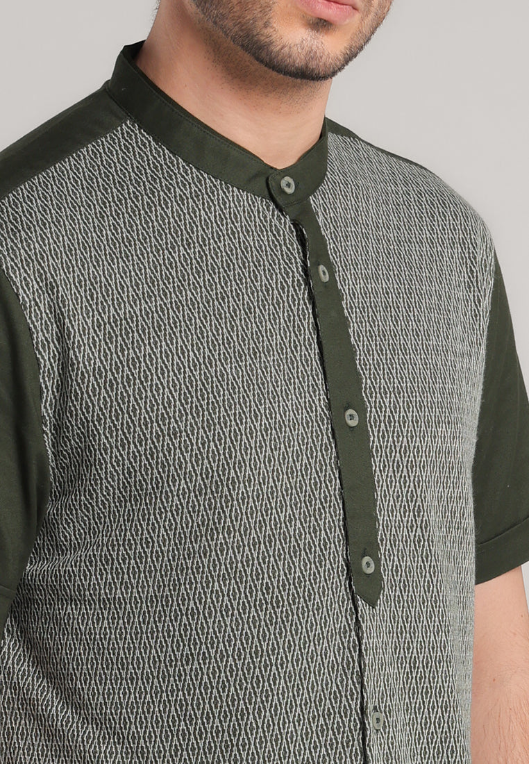 MOC - Kemeja Shanghai Lengan Pendek Pria Burga - Olive