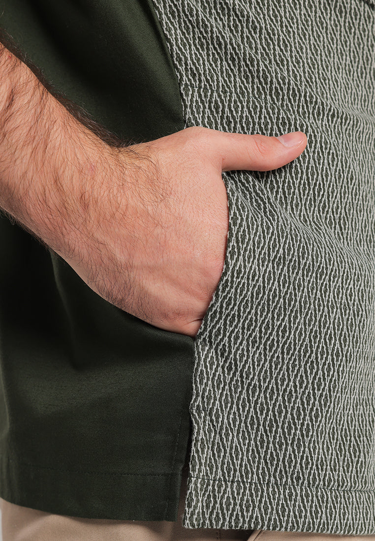 MOC - Kemeja Shanghai Lengan Pendek Pria Burga - Olive