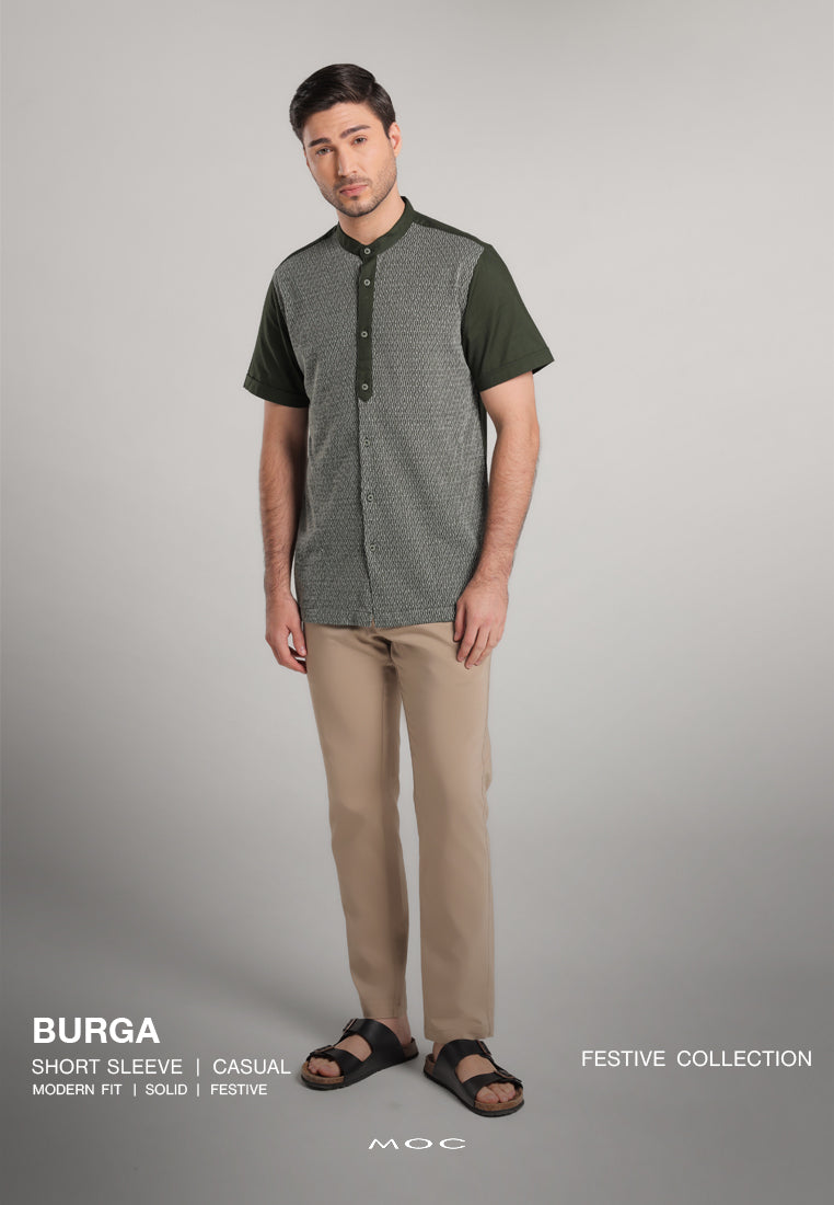 MOC - Kemeja Shanghai Lengan Pendek Pria Burga - Olive