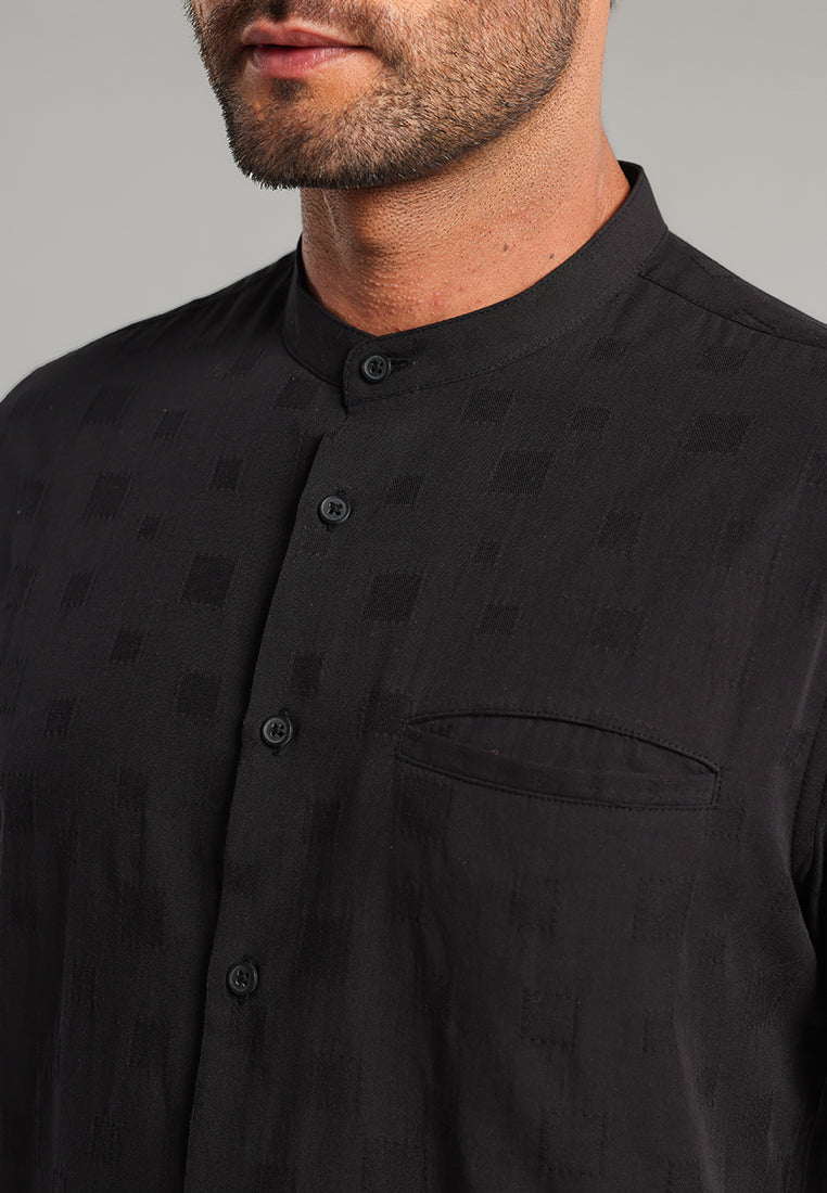 MOC - Kemeja Shanghai Lengan Pendek Chairun - Black