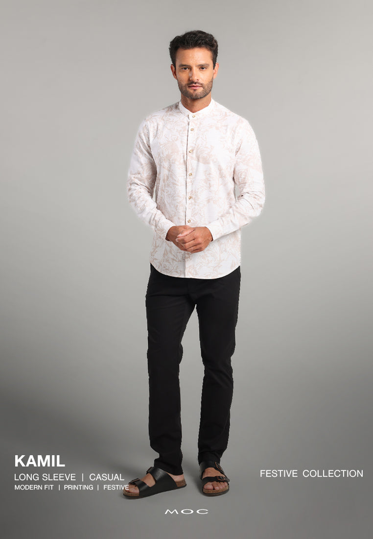 MOC Kemeja Shanghai Lengan Panjang Pria Kamil - Khaki