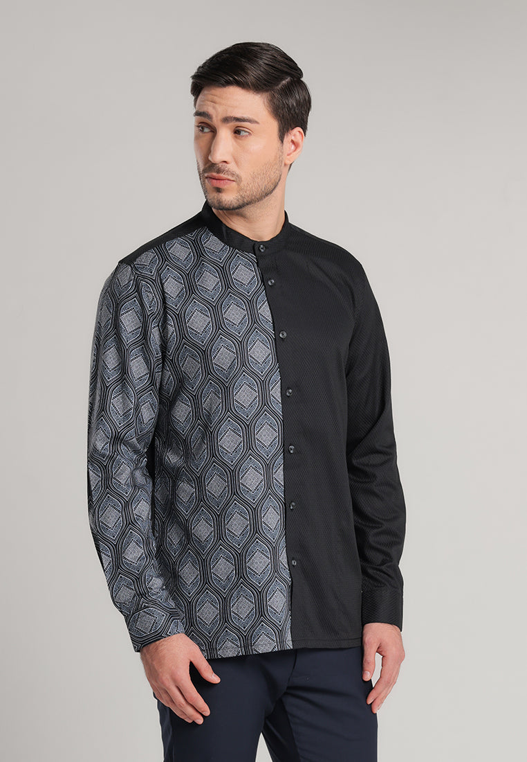 MOC Kemeja Shanghai Lengan Panjang Pria Ashar - Black