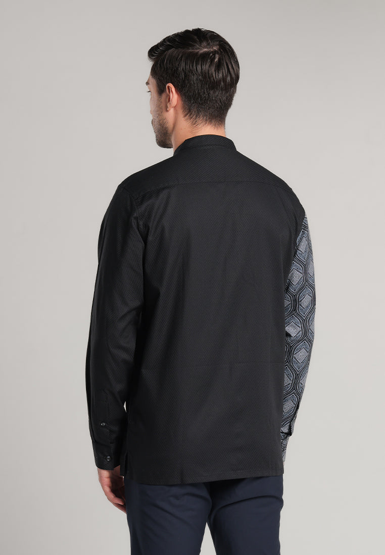 MOC Kemeja Shanghai Lengan Panjang Pria Ashar - Black