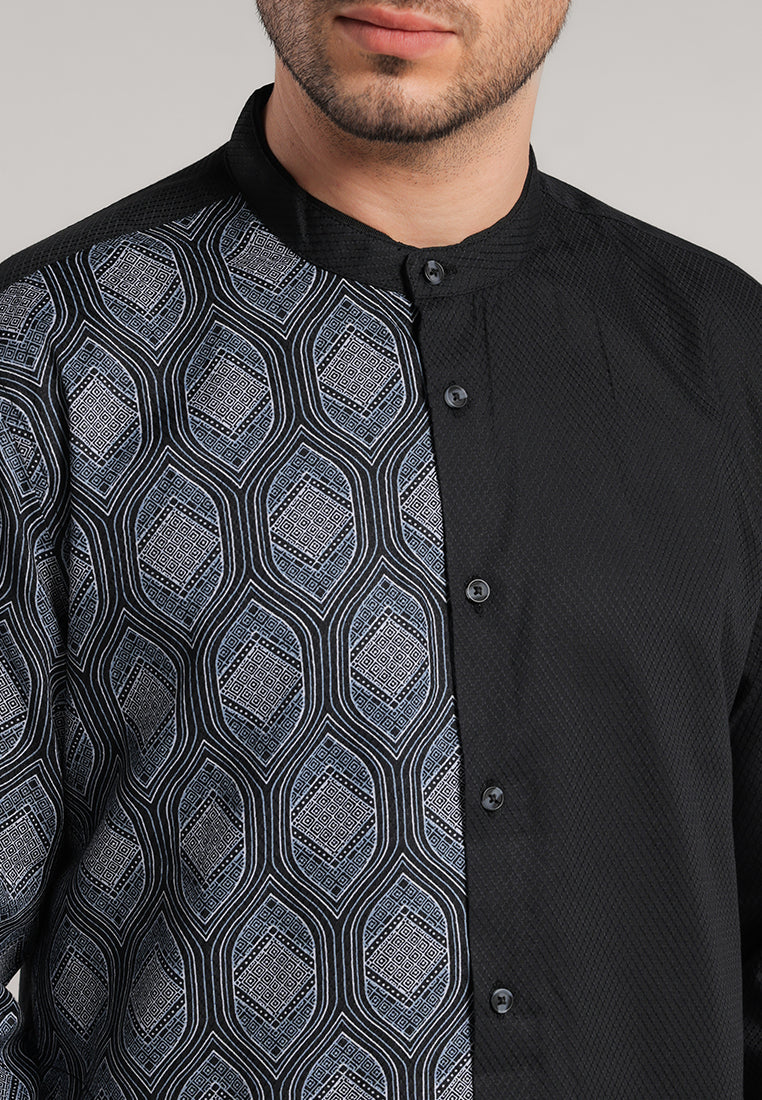MOC Kemeja Shanghai Lengan Panjang Pria Ashar - Black