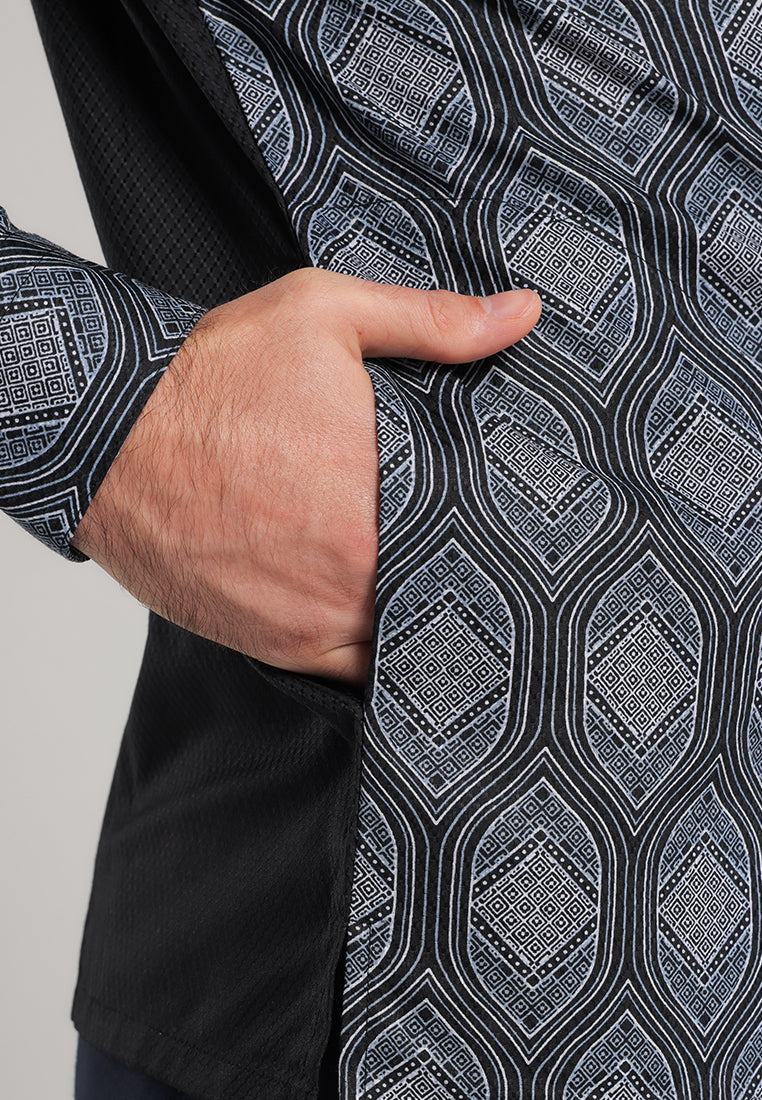 MOC Kemeja Shanghai Lengan Panjang Pria Ashar - Black