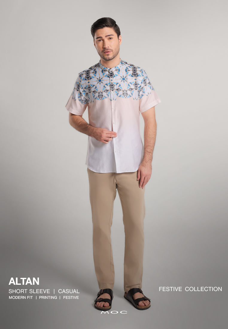 MOC - Kemeja Shanghai Lengan Pendek Pria Altan - White