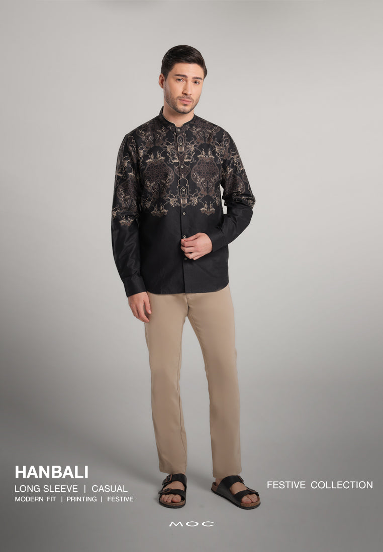 MOC x Habib Jafar Kemeja Shanghai Lengan Panjang Hanbali - Black